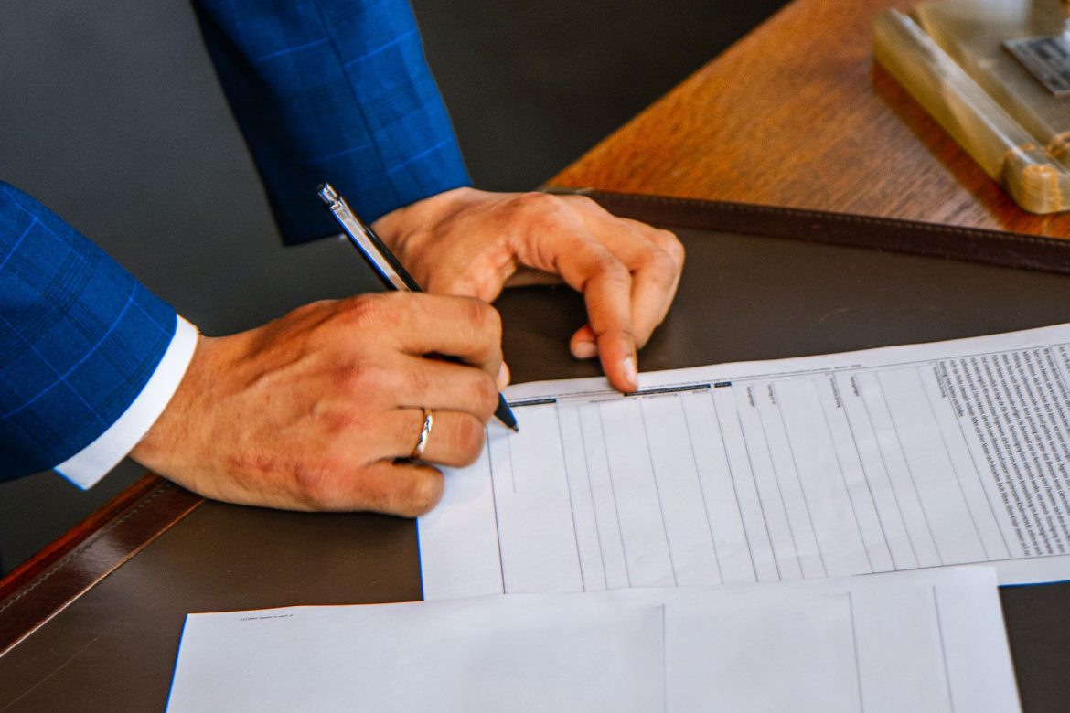 Businessman signing a contract