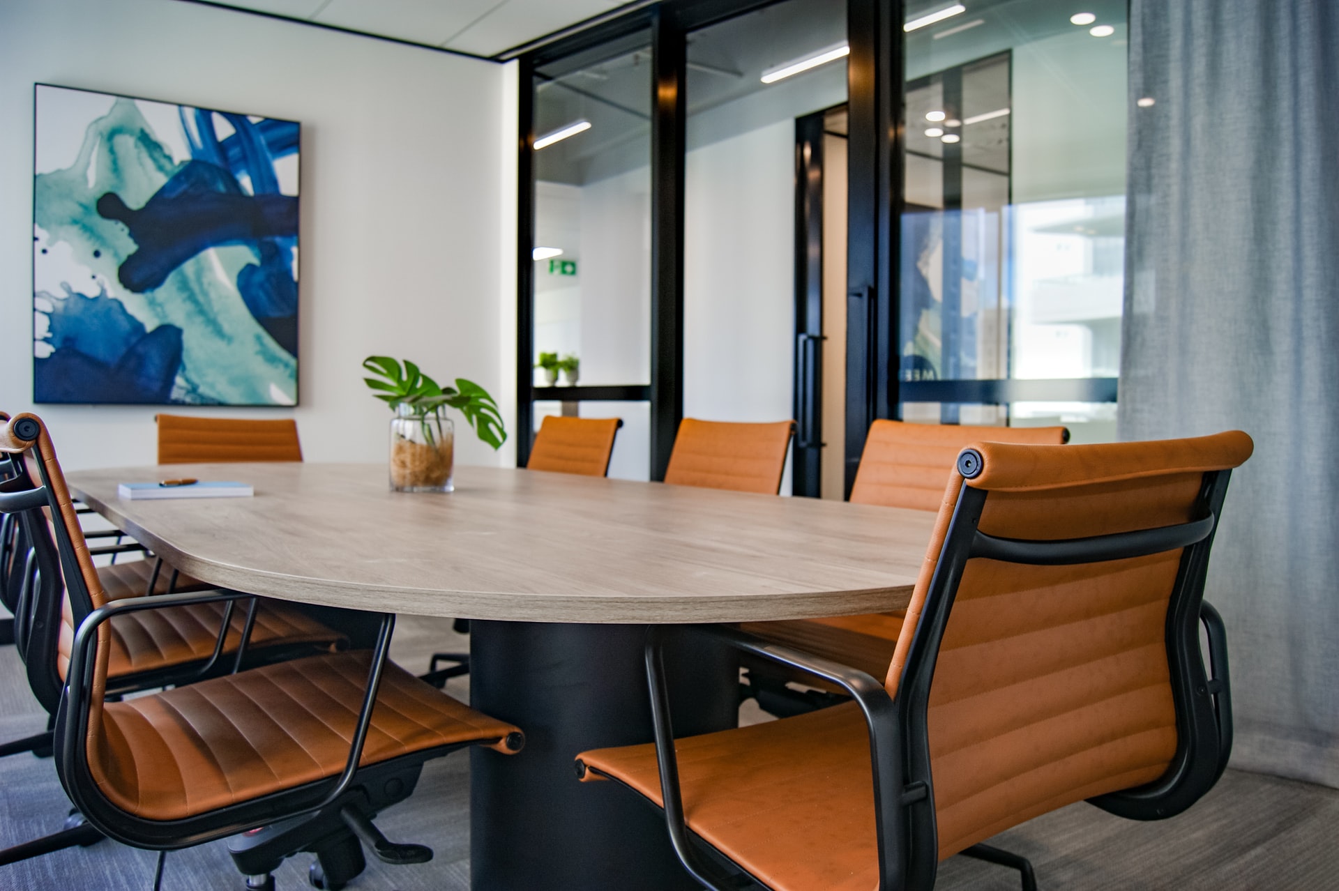 Office meeting room with chairs and a table